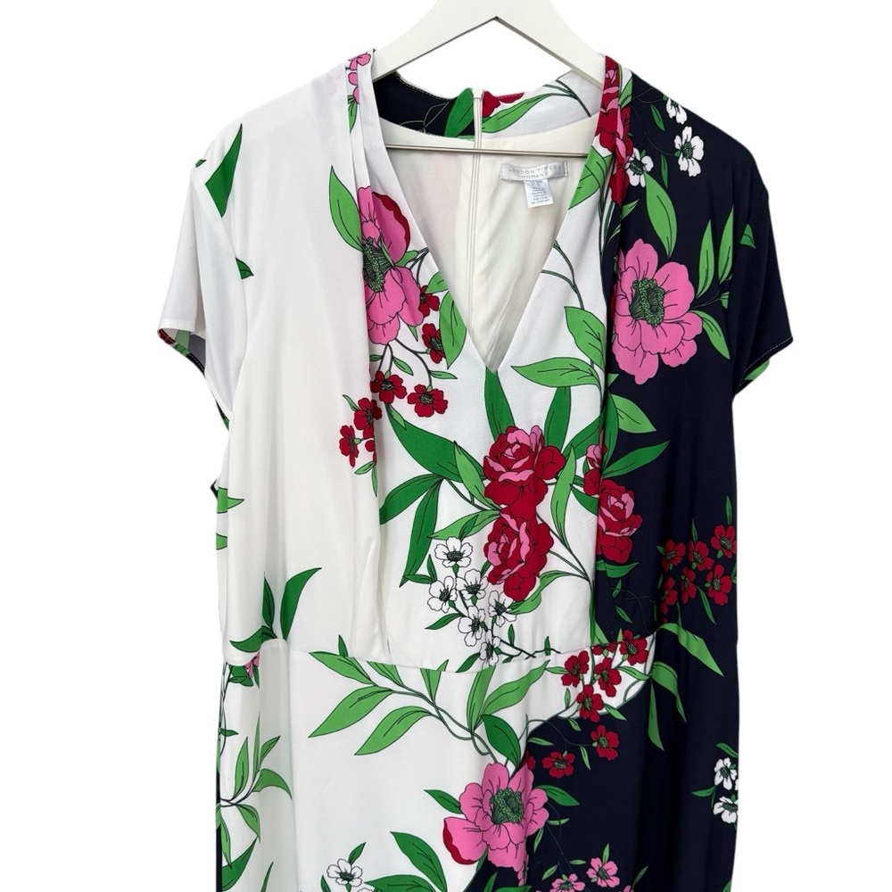 NWT London Times Women's Floral V-Neck Cap-Sleeve Sheath Dress Size 22W - Picture 15 of 16